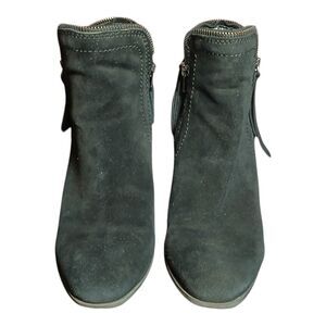 Dolce Vita Onyx Suede Fringe Ankle Booties Size 9 Block Heel Western Boho Chic